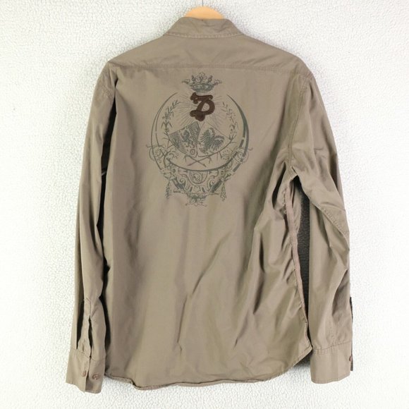 7 Diamonds Shirt Mens Large Brown Button Up Safari Pockets Outdoor Stretch - Picture 4 of 12